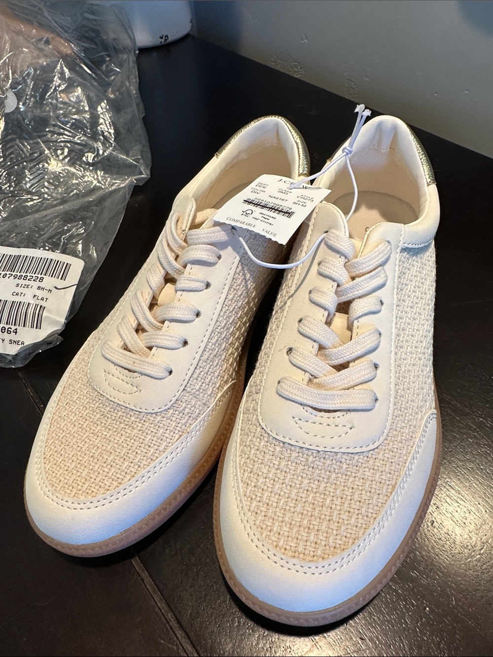 J. Crew Crochet Knit Sneakers in Cream with Gum Sole - Picture 6 of 10